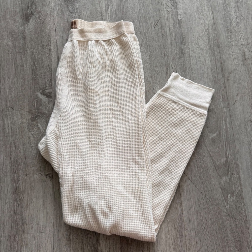Saugatuck Dry Goods Mens Cream Waffle Knit Thermal Long John Pants Large 38-40